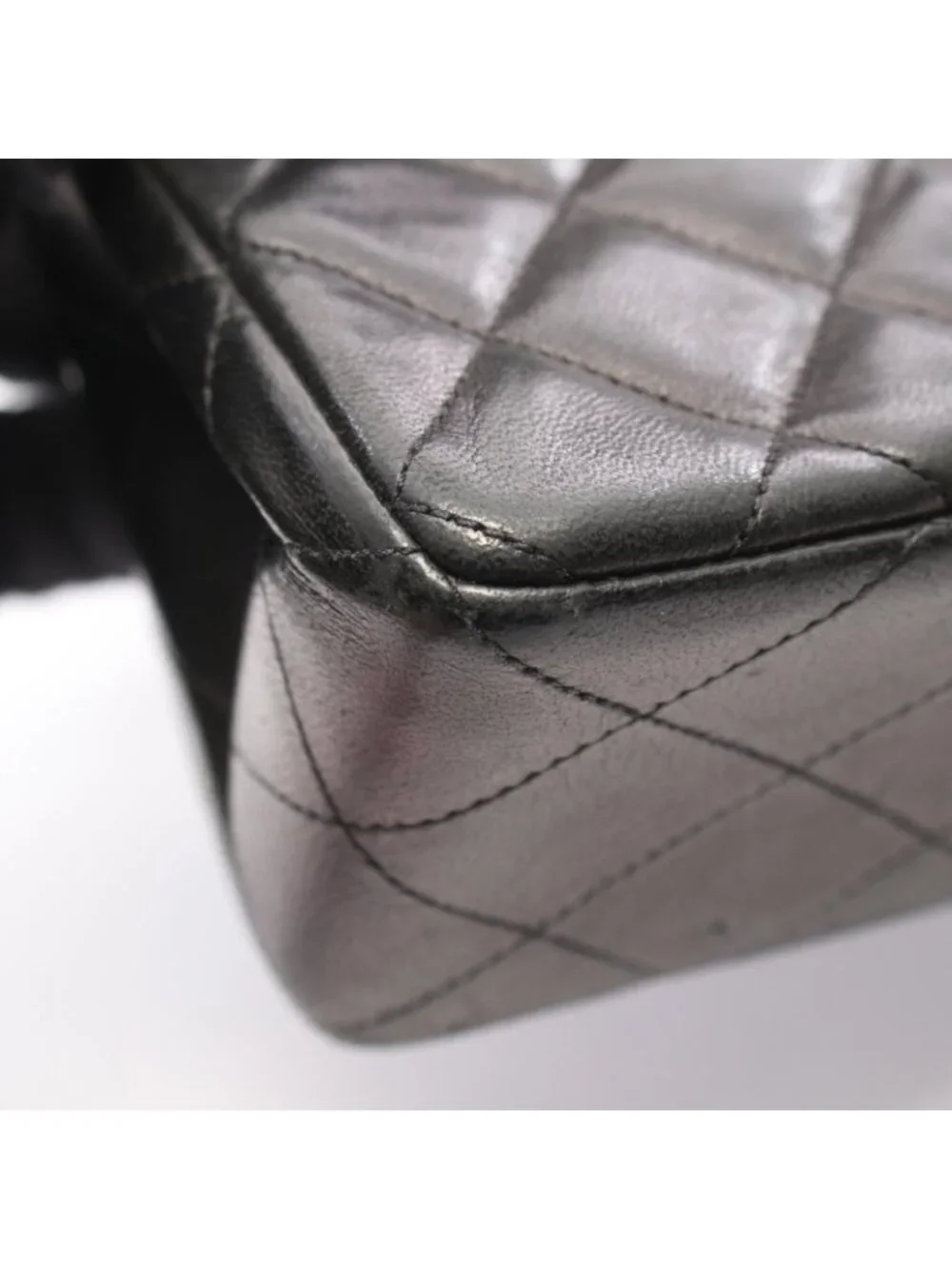 Chanel Shoulder Bag Quilted Double Flap Black Lambskin Chain